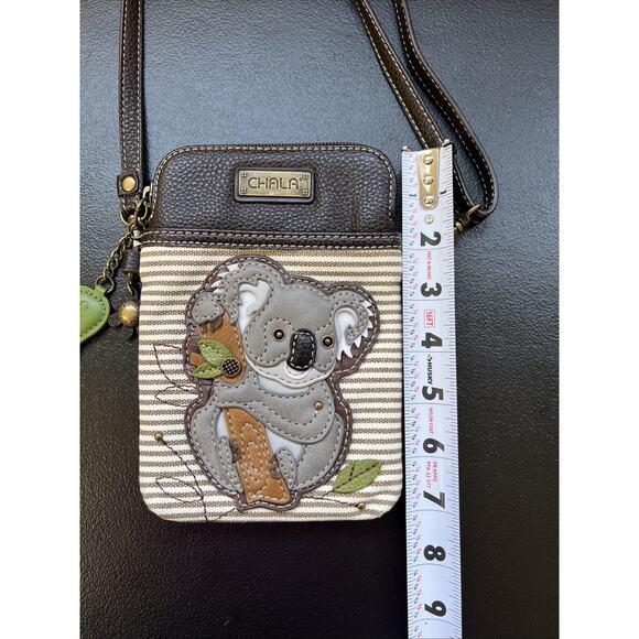 Chala Crossbody Cellphone Purse Handbag Brown Koala Flower Leaf Charm Adjustable - Picture 6 of 9